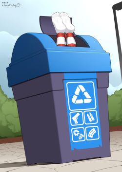 Rabbit in the rubbish bin